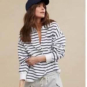 Aerie Take It Easy Popover Polo Sweatshirt - Large